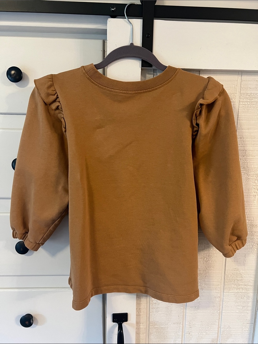 Roller Rabbit Mustard Brown Ruffle Sleeve Sweatshirt - Picture 7 of 7
